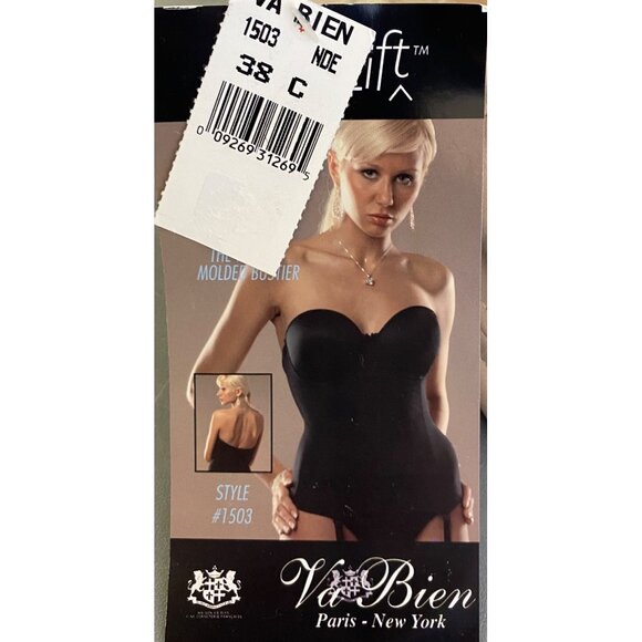 NEW Va Bien Strapless Plunge Bustier Corset Bra 38C Underwire Boned Shapewear - Picture 3 of 4